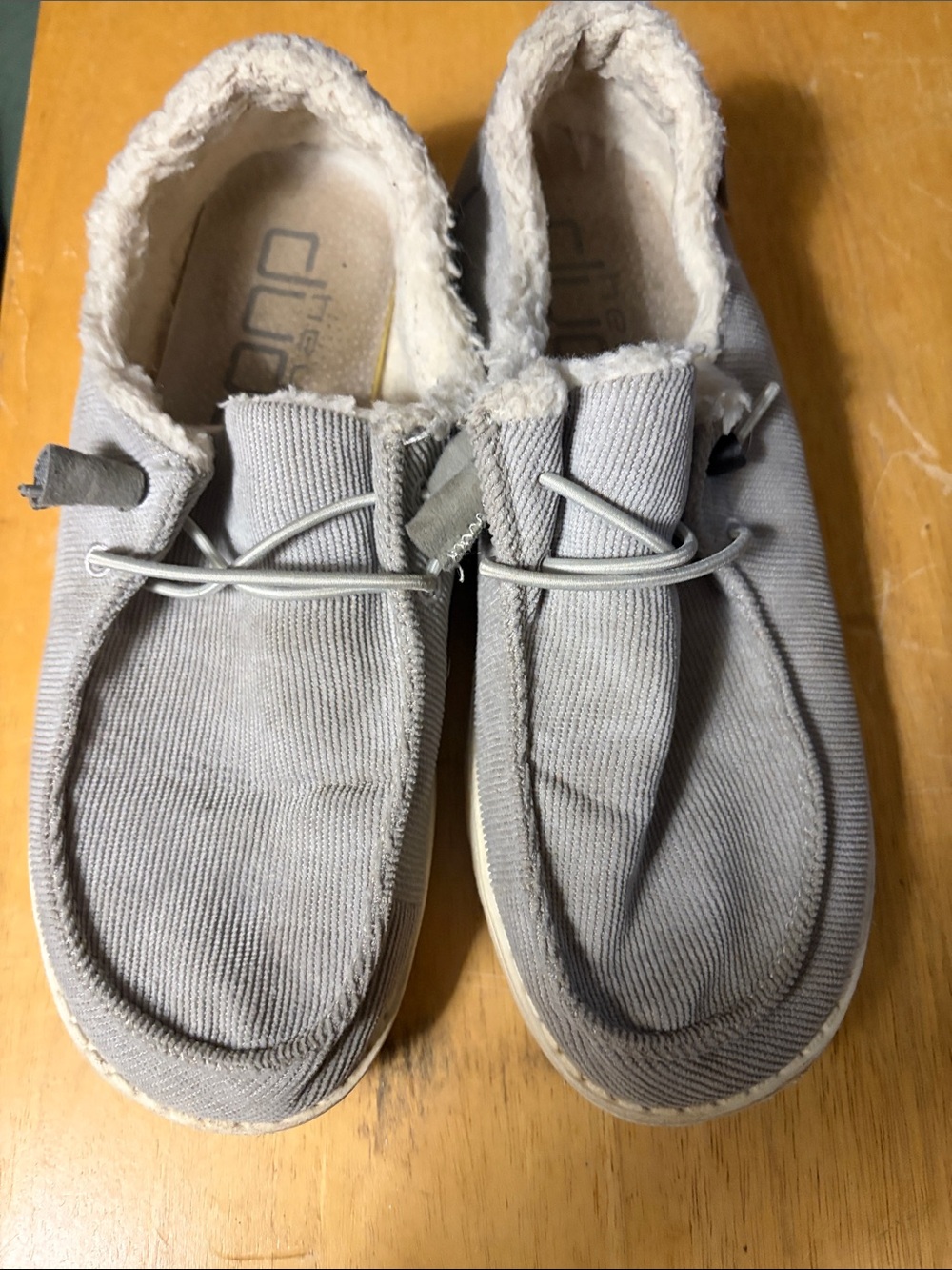 Hey Dude Slip-On Shoes in Light Gray with Plush Lining
